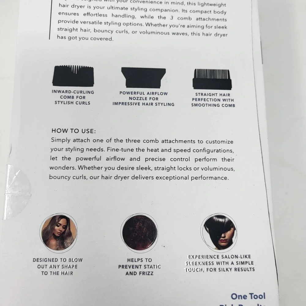 L+W BIO Opulence Lightweight Hair Dryer 3 Comb Attachments‎